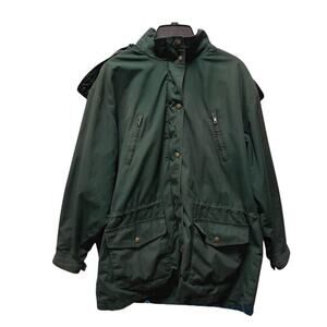 Women’s XL Eddie Bauer Green Hooded Jacket Wool Lined Vintage Outdoor Coat